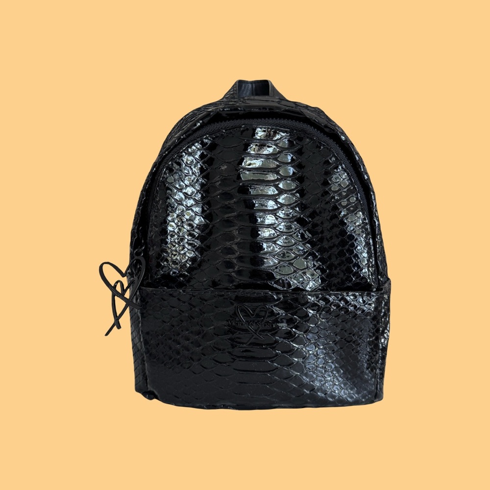 Victoria's Secret Black Snakeskin Backpack